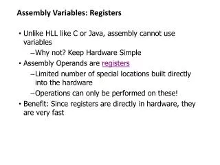 Assembly Variables: Registers