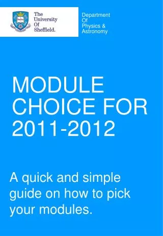 MODULE CHOICE FOR 2011-2012