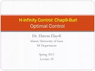 H-infinity Control: Chap9-Burl Optimal Control