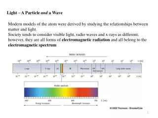 Modern models of the atom were derived by studying the relationships between matter and light.