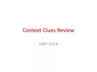 Context Clues Review
