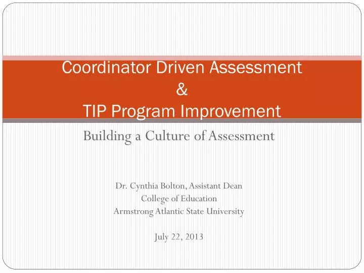 coordinator driven assessment tip program improvement