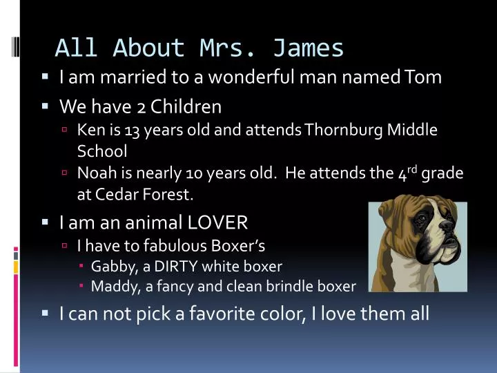 all about mrs james