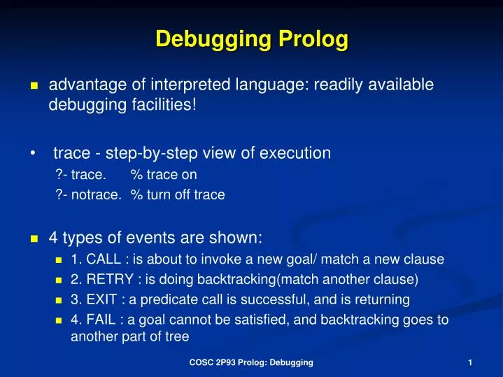 debugging prolog