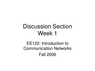 Discussion Section Week 1