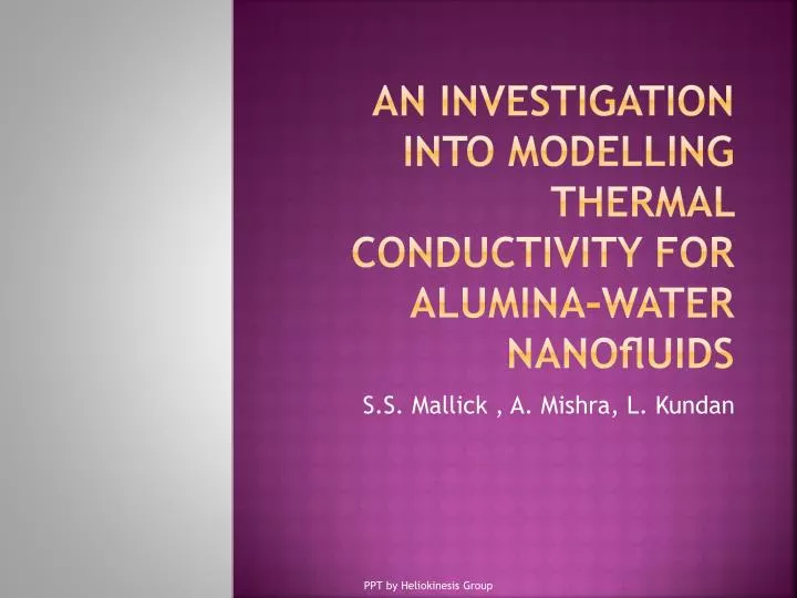an investigation into modelling thermal conductivity for alumina water nano uids