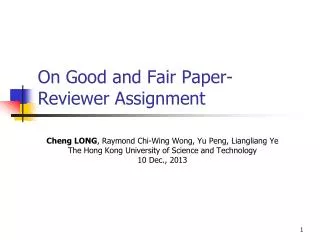 On Good and Fair Paper-Reviewer Assignment