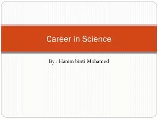 career in science