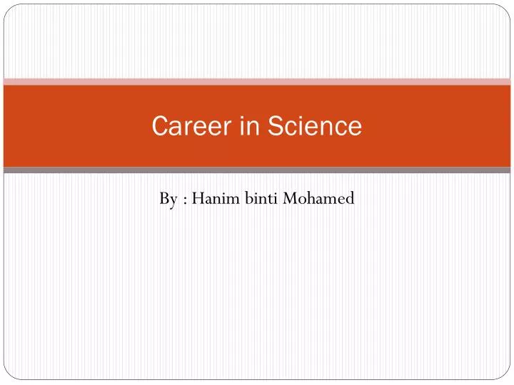 career in science