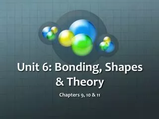 Unit 6: Bonding, Shapes &amp; Theory