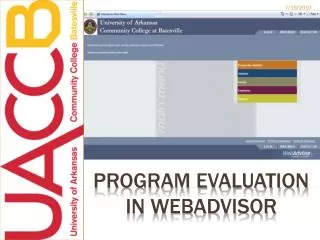 Program evaluation in webadvisor