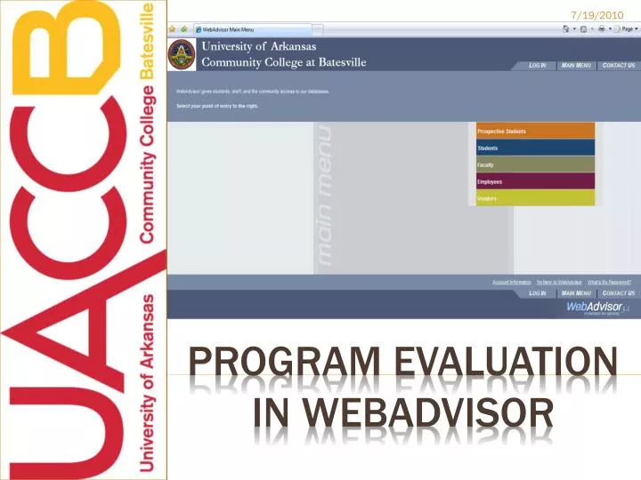 program evaluation in webadvisor