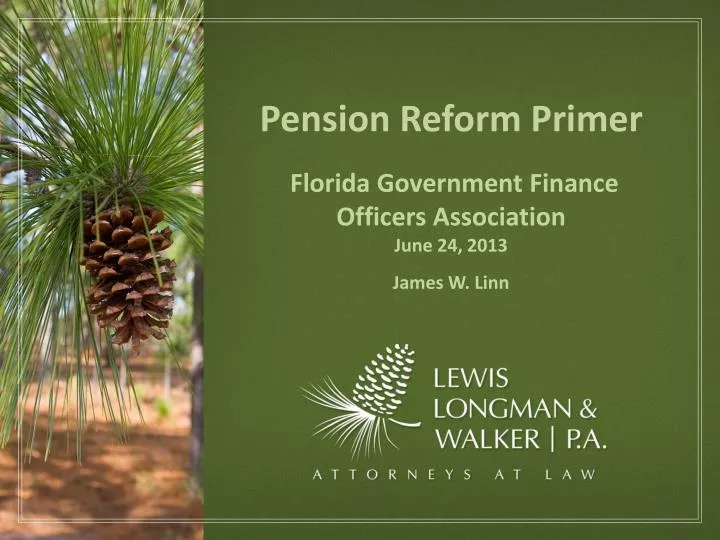 pension reform primer florida government finance officers association june 24 2013 james w linn