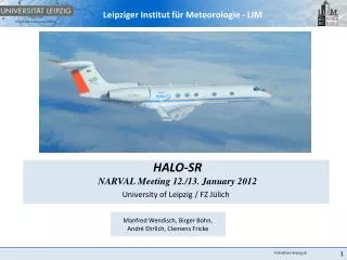 HALO-SR NARVAL Meeting 12./13. January 2012