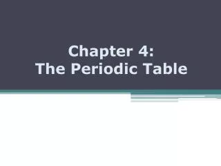 Chapter 4: The Periodic Table