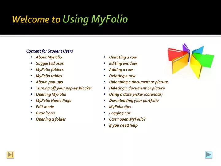 welcome to using myfolio