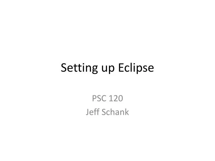 setting up eclipse