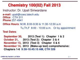 Chemistry 100(02) Fall 2013