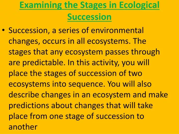 examining the stages in ecological succession