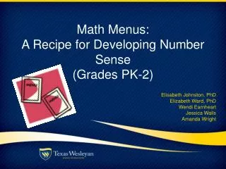 Math Menus: A Recipe for Developing Number Sense (Grades PK -2)