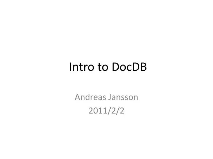 intro to docdb