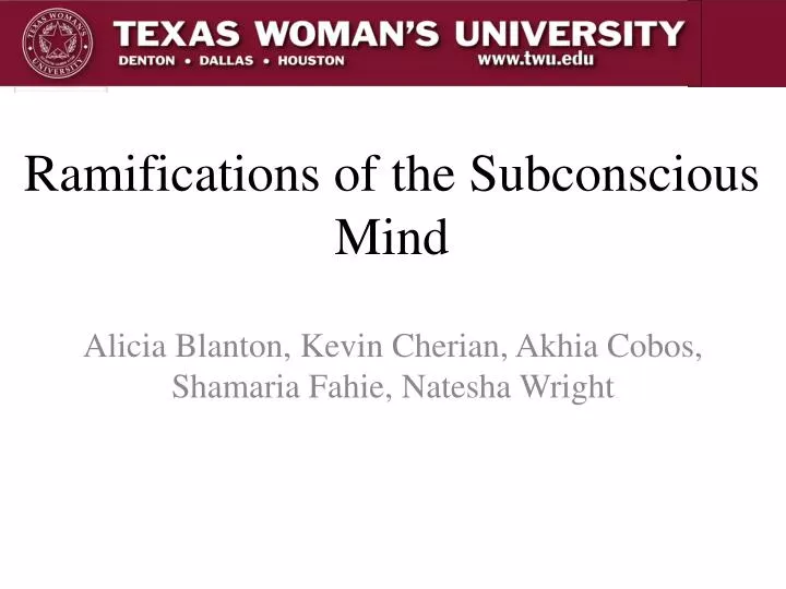 ramifications of the subconscious mind