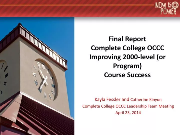 final report complete college occc improving 2000 level or program course success