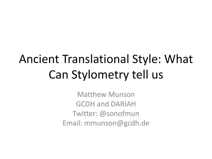ancient translational style what can stylometry tell us
