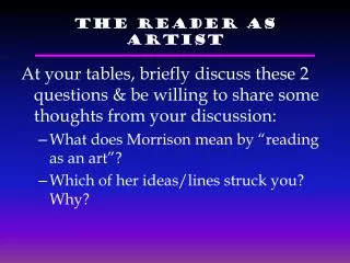 The Reader as Artist