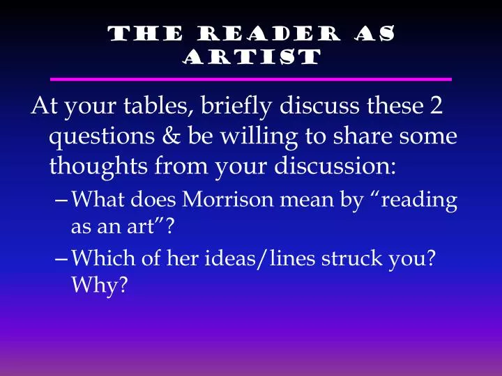 the reader as artist