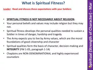 SPIRITUAL FITNESS IS NOT NECESSARILY ABOUT RELIGION .