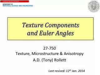 Texture Components and Euler Angles