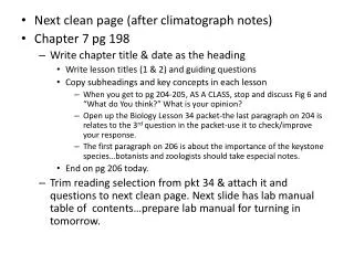 Next clean page (after climatograph notes ) Chapter 7 pg 198
