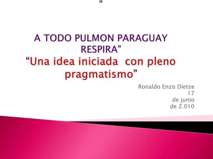 a todo pulmon paraguay respira una idea iniciada con pleno pragmatismo
