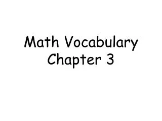 Math Vocabulary Chapter 3