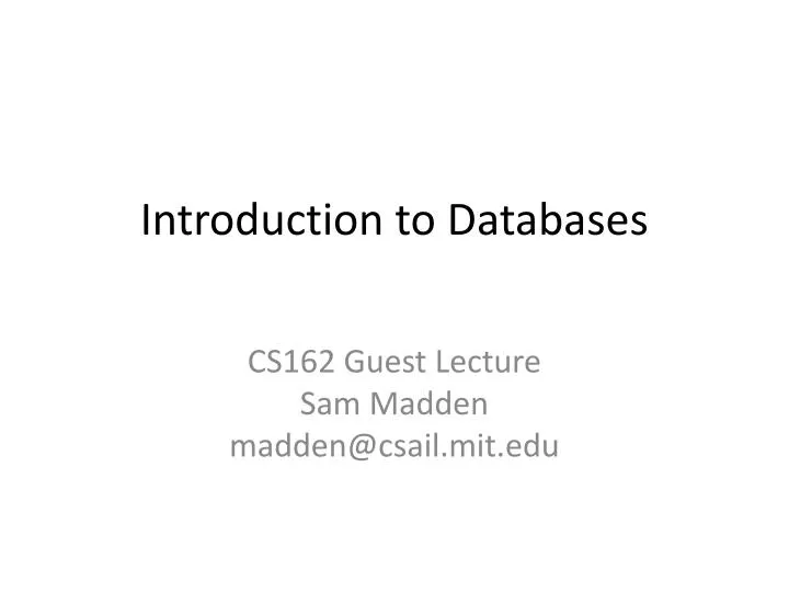 introduction to databases