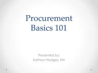 Procurement Basics 101