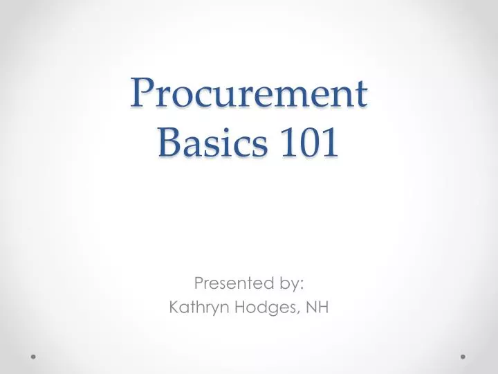 procurement basics 101