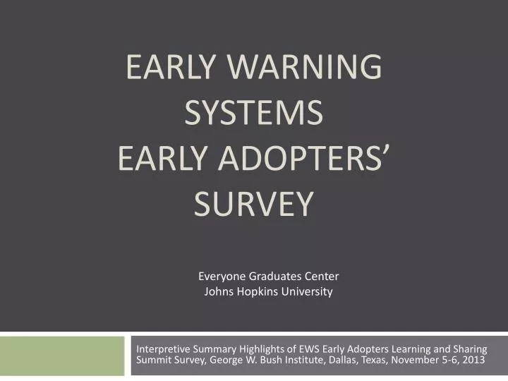 early warning systems early adopters survey