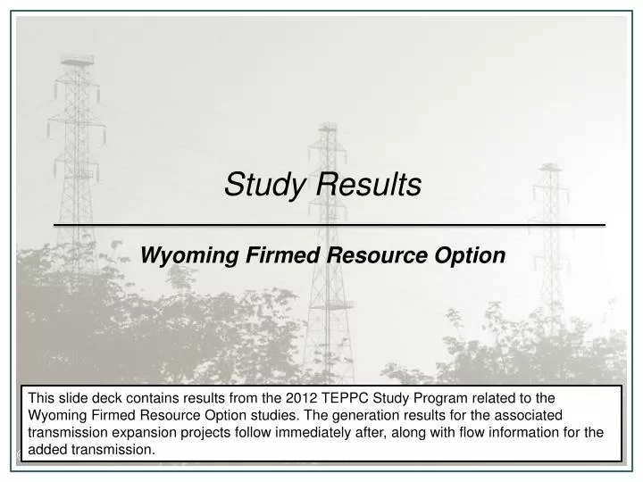 study results wyoming firmed resource option