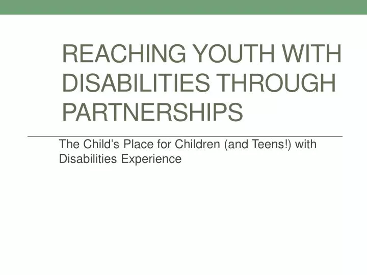 reaching youth with disabilities through partnerships