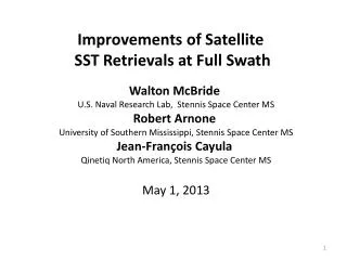 Walton McBride U.S. Naval Research Lab, Stennis Space Center MS Robert Arnone