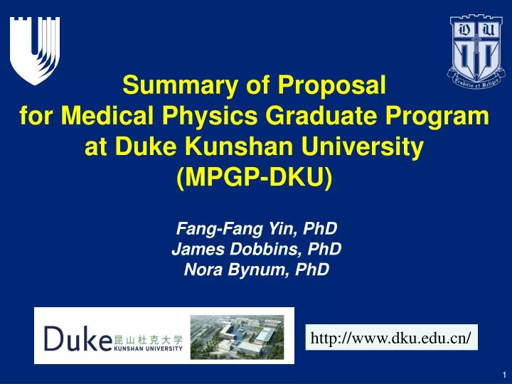 summary of proposal for medical physics graduate program at duke kunshan university mpgp dku