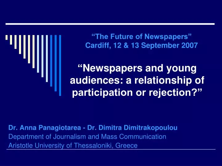 newspapers and young audiences a relationship of participation or rejection