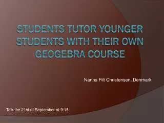 Students tutor younger students with their own Geogebra course