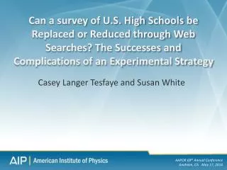 Casey Langer Tesfaye and Susan White