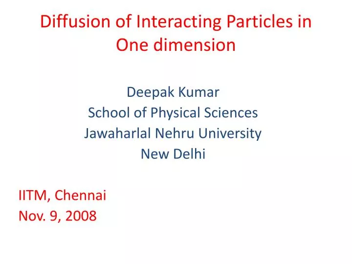 diffusion of interacting particles in one dimension