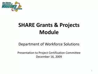 SHARE Grants &amp; Projects Module