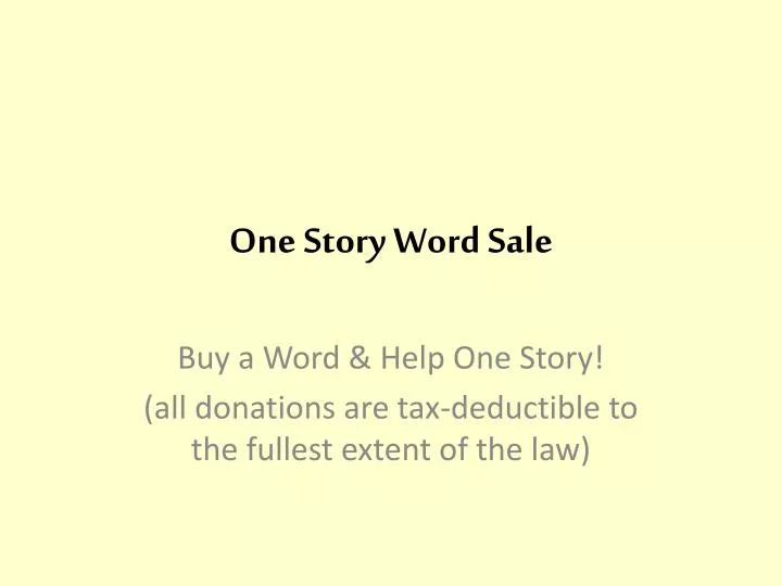 one story word sale