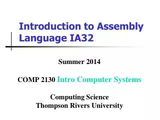 Introduction to Assembly Language IA32